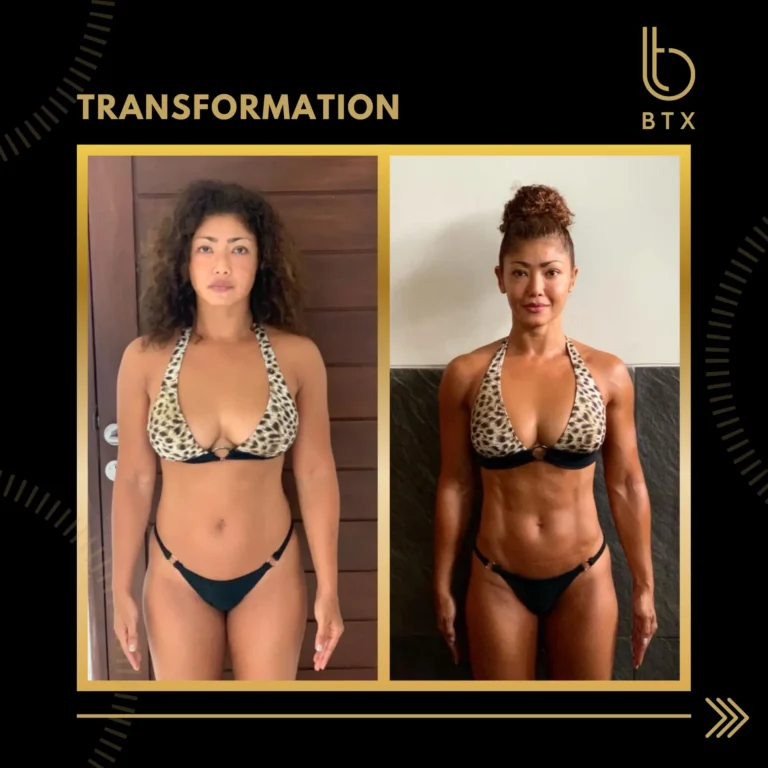 Tiana before and after her BTX body recomposition